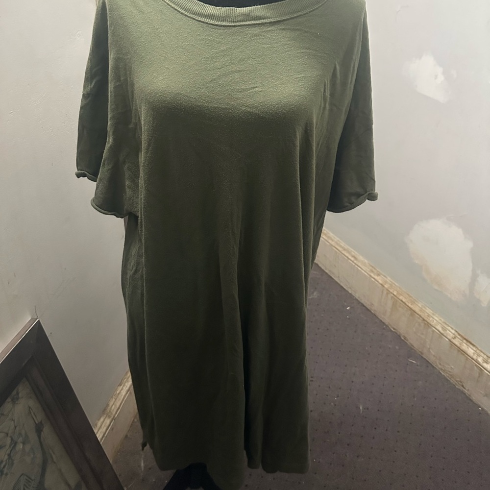 Time and Tru Army Green Short Sleeve T Shirt Dress